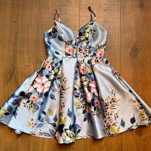 Multi colored adjustable strap formal dress